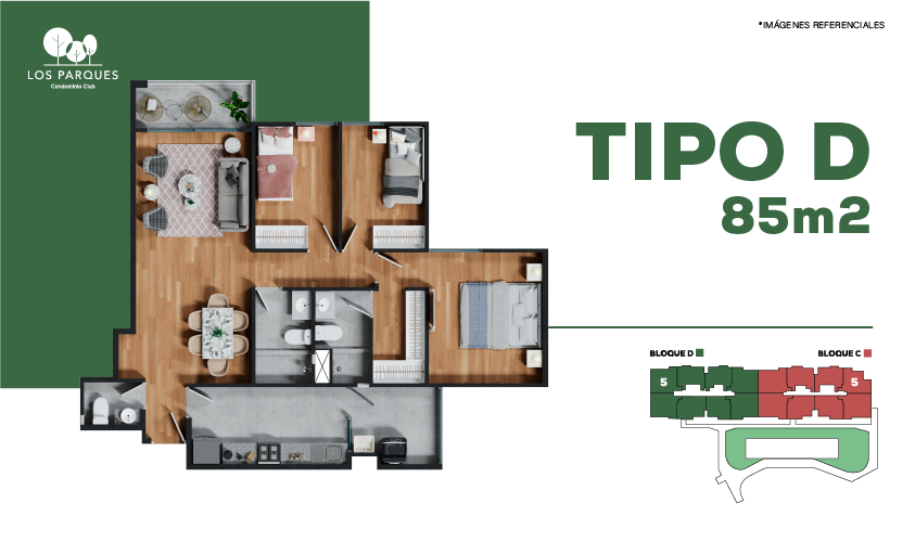 Tipología D - 85 m²