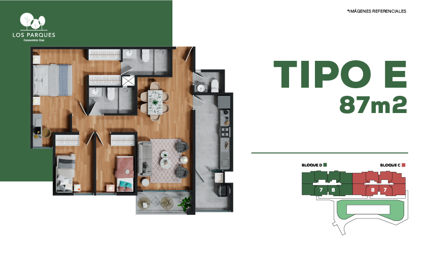 Tipología E - 87 m²
