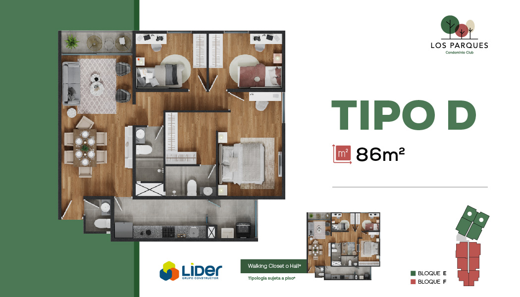 Tipología D - 86 m² - ET.3